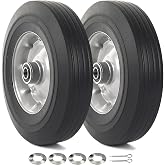 AR-PRO (2-Pack) 10" x 2.5" Flat Free Solid Rubber Replacement Tires - Flat-Free Tire and Wheel for Hand Trucks and Wheelbarrows with 5/8" Axles