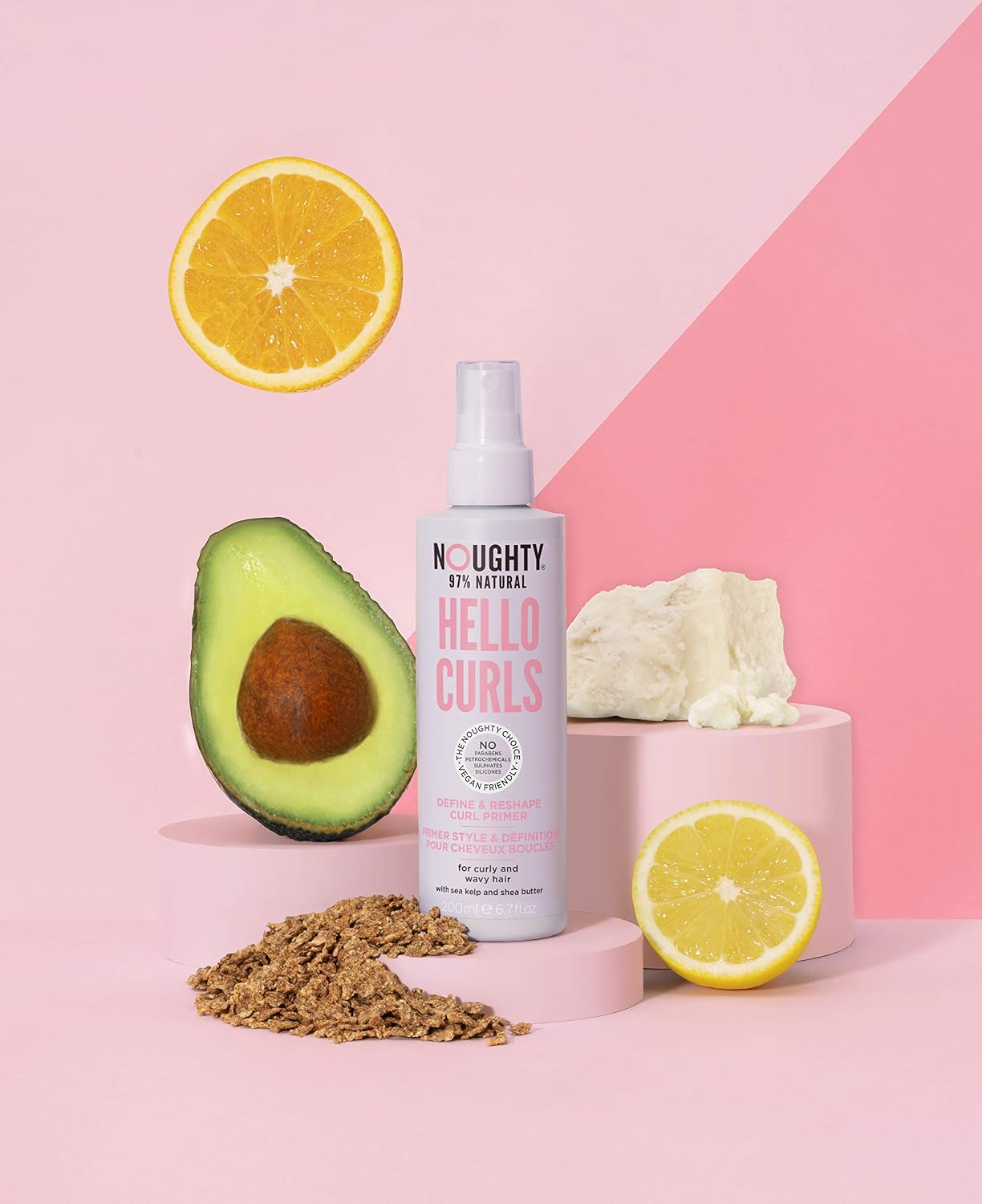 Noughty 97% Natural Hello Curl Define and Re-Shape Primer Vitamin Rich Formula for Curly and Wavy Styles with Sea Kelp and Shea Butter Sulphate Free Vegan Haircare 200 ml - Image 3
