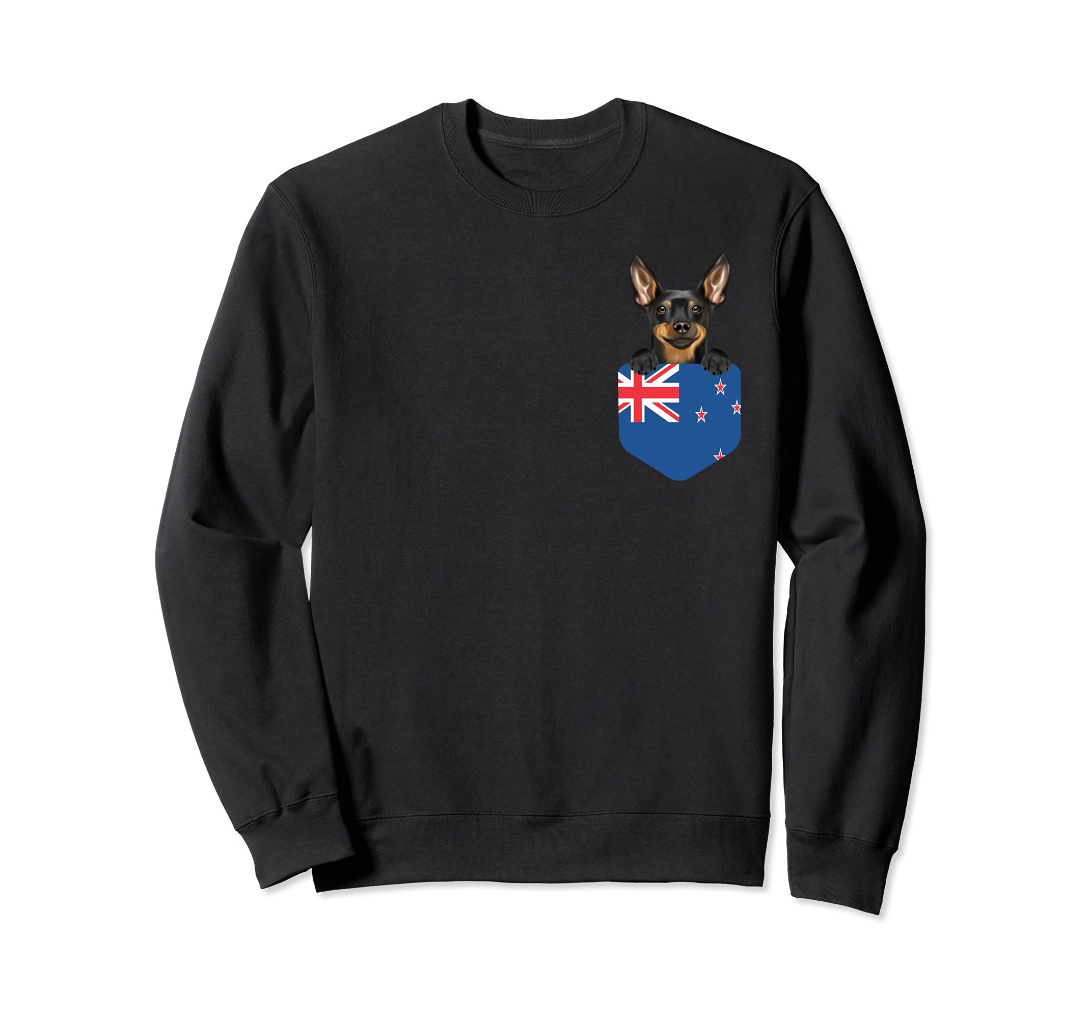 New Zealand Flag Miniature Pinscher Dog In Pocket Sweatshirt