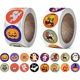 1000PCS Halloween Stickers, Round Halloween Stickers Roll Labels for Kids | Self Adhesive Sticker with Pumpkin, Bat, and Spider, Kid's Stickers Decals for Halloween Praty Decorations