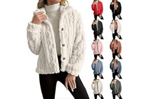 GENERIC Sherpa Fleece Bed Jackets for Women Long Sleeve Comfy Warm Button Down Zip Up Stand Collar Plus Size Winter Clothing