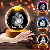 Personalized Snow Globes with Photo Name, Custom Light Up Christmas Snowman Names Pictures Globes,Customized Laser Engraving Crystal Snow Globes for Family Kids Mom Dad Xmas Gifts (Personalized Photo)