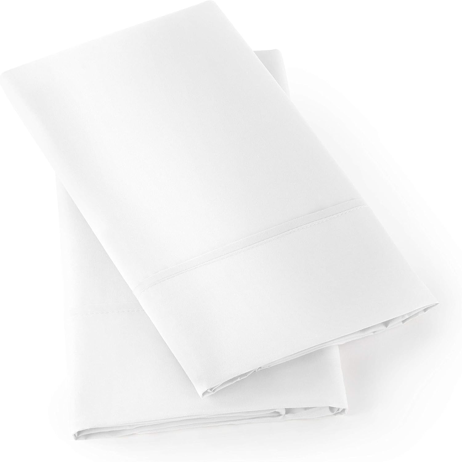 HC COLLECTION 1500 Thread Count Egyptian Quality 2pc Set of Pillow Cases, Silky Soft & Wrinkle Free (King Size, White): Home & Kitchen