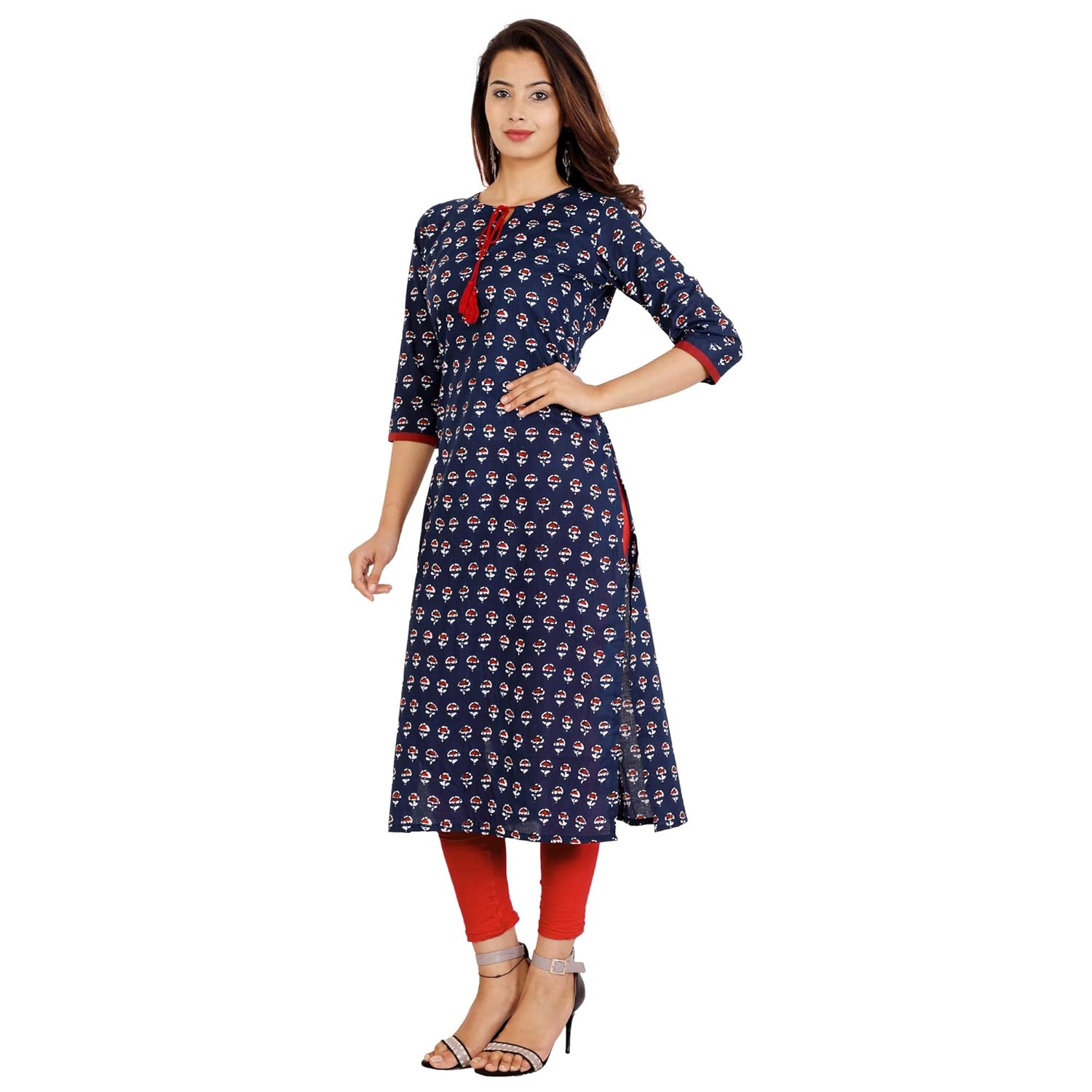 shades n shadows women cotton straight kurti (blue)