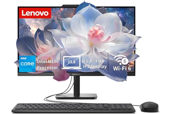 Lenovo IdeaCentre All-in-One Desktop Computer, 8GB RAM 512GB SSD | Intel 4-Core Processor, 24" FHD Anti-Glare IPS Display, Wi-Fi 6, Bluetooth 5.2, Windows 11, Everyday Use AIO