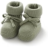 Hadetoto Newborn Baby Booties Cotton Knit Shoes Soft Cozy First Wakers Warm Booties for Toddler Infant Girl Boy