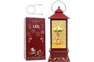 EIGHTOWN 12" Christmas Snow Globe Lantern with Carousel Horse - Red Water Glittering LED Light Lantern with Music - Vintage Xmas Gift - USB Plug or Battery Operated Home Decor (Carousel Horse)