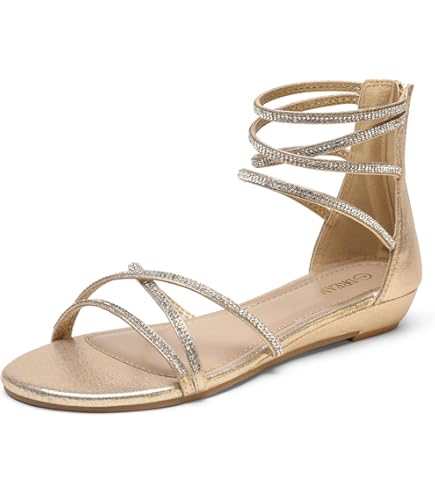 ZBYY Women's Strappy Rhinestone Roman Sandals - Sparkling Dressy Open Toe Sandals For Summer - View #7