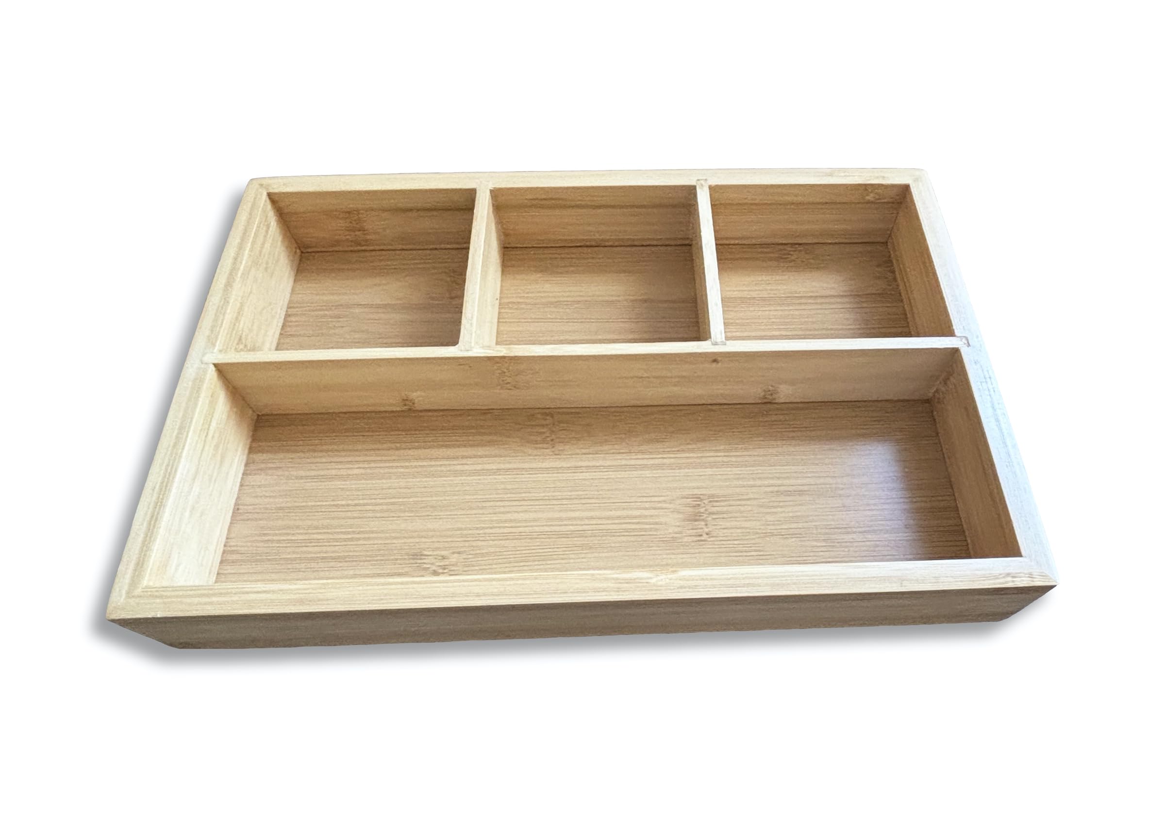 Ecowonder Bamboo Wooden Drawer Organiser Divider – Space Saving Multifunctional Draw Dividers for Makeup, Office, Bedroom and Wooden Cutlery Tray Kitchen Drawer Organiser Tray