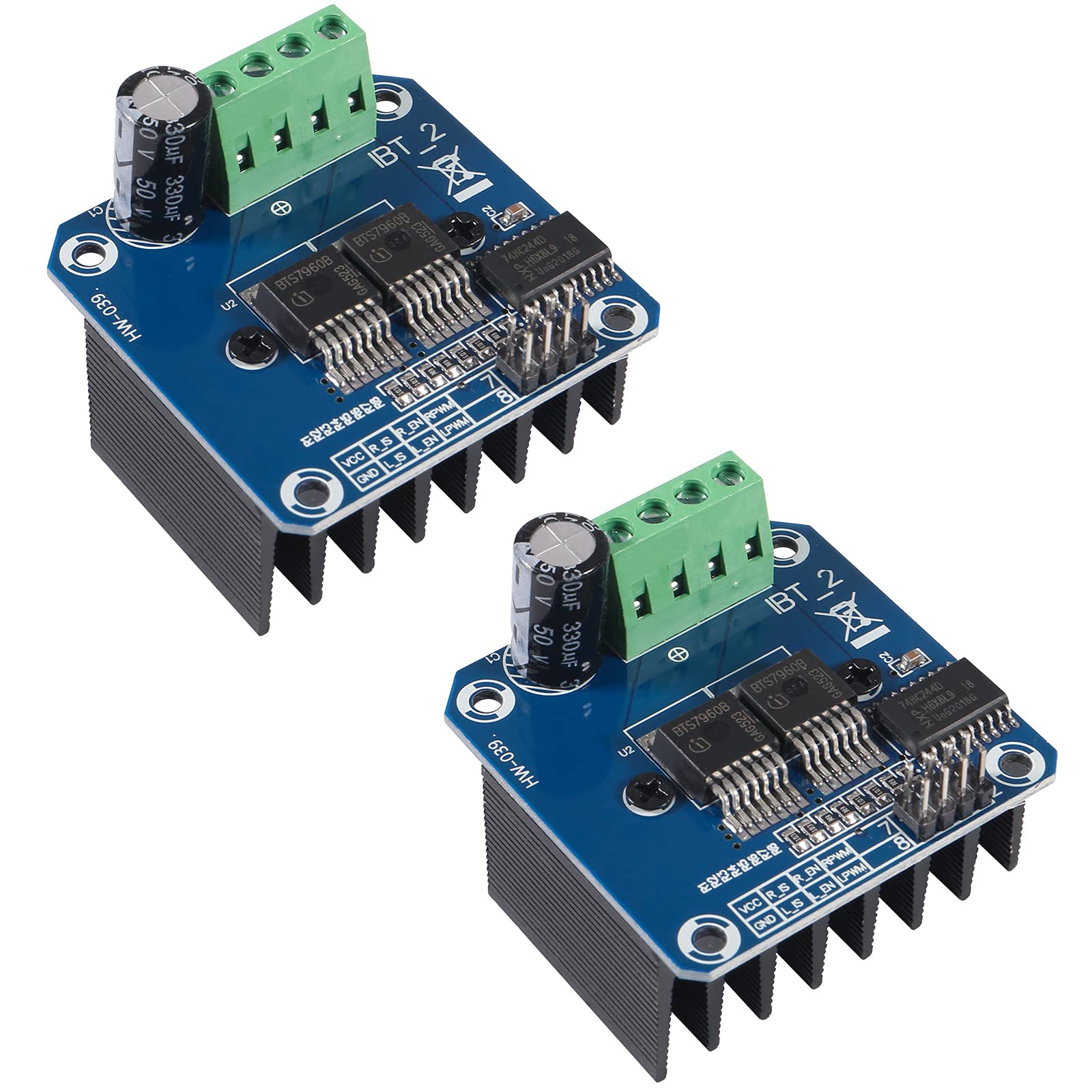 2PCS BTS7960 DC Stepper Motor Driver Module 43A Current Limit Control Module H-Bridge PWM Smart Car Board Compatible with Ar duino Raspberry Pi Smart Car