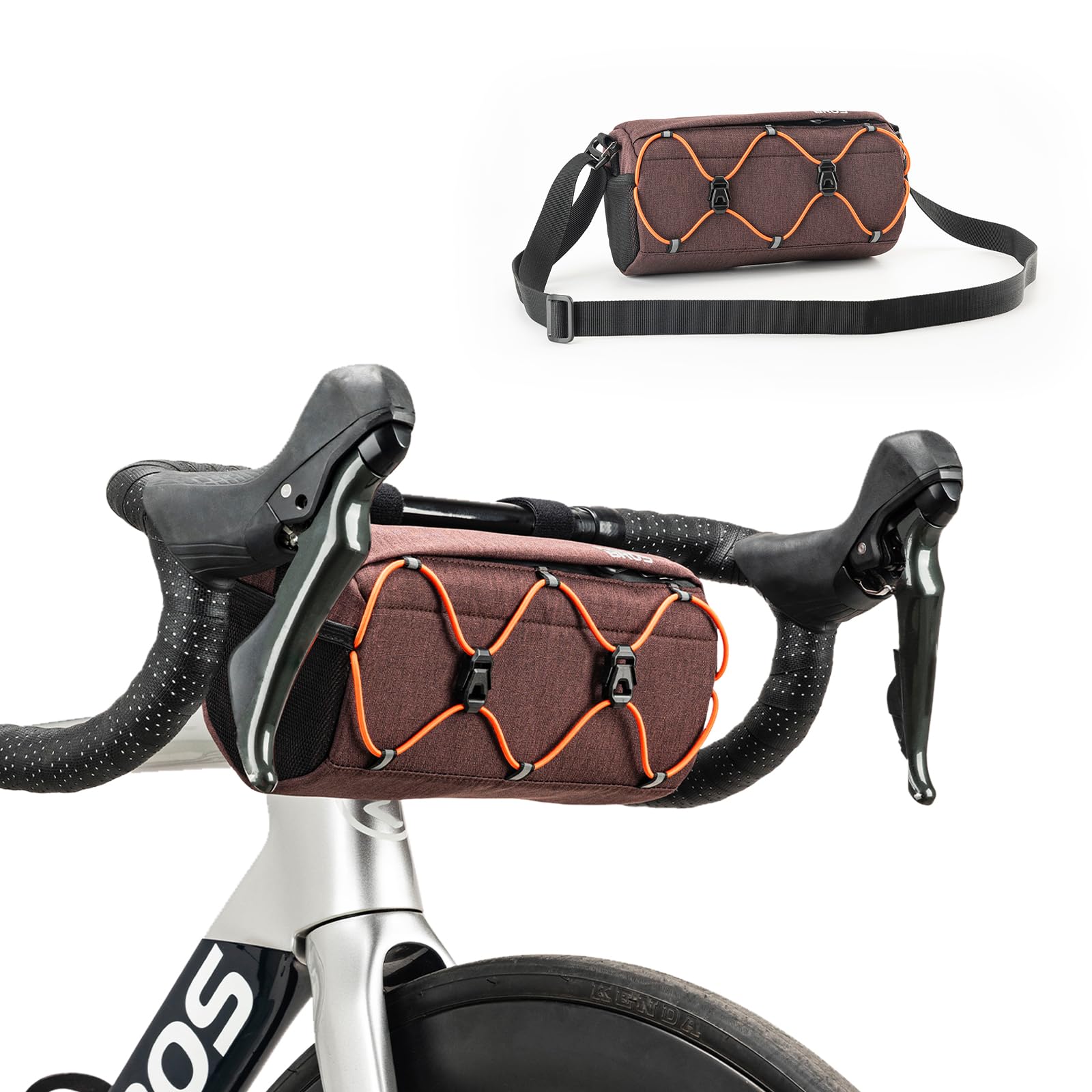 ROCKBROS Bicycle Handlebar Bag, Bicycle Front Pouch for Mountain Bikes and Racing Bikes, Shoulder Bag Storage Pouch with Shoulder Strap Cycling Roll Pack