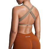 Aoxjox Women's Emma Square Neck Sports Bra | cross back, stretchable, medium-support, removable pads workout fitness training gym yoga, crop tank