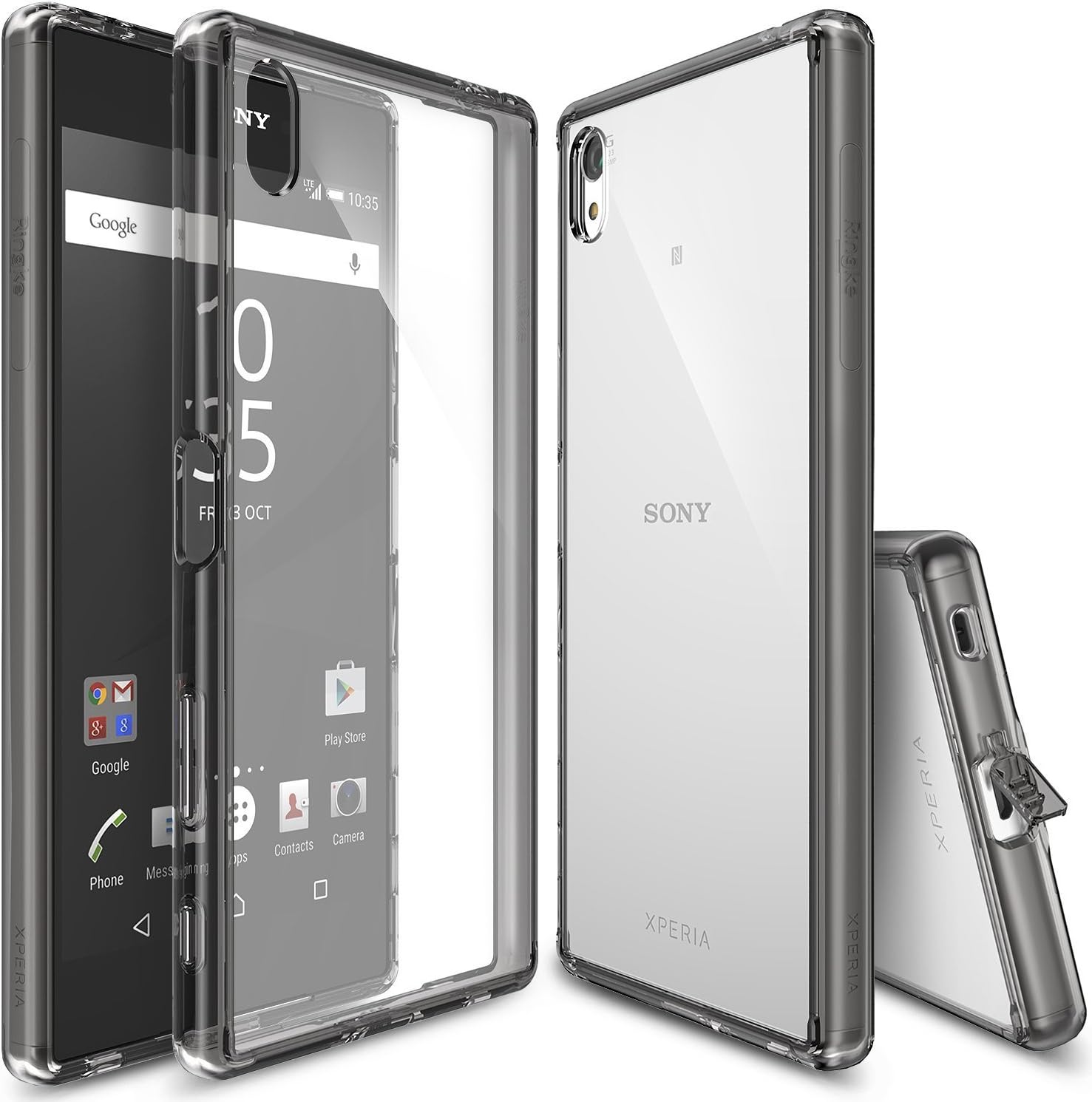 Ringke Sony Xperia Z5 Premium Case, Fusion Transparent [Shockproof] [Scratch-proof] [Anti-Drop] [Anti-Static] [TPU Case] for Sony Xperia Z5 Premium - Smoke Black