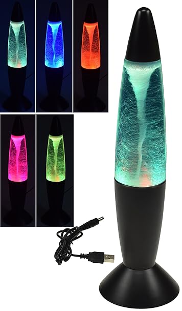 Dekoleuchte TORNADO 37cm LED Beleuchtung und Farbwechsel Betrieb an USB 5V= oder Batterie 3xAA Schwarz