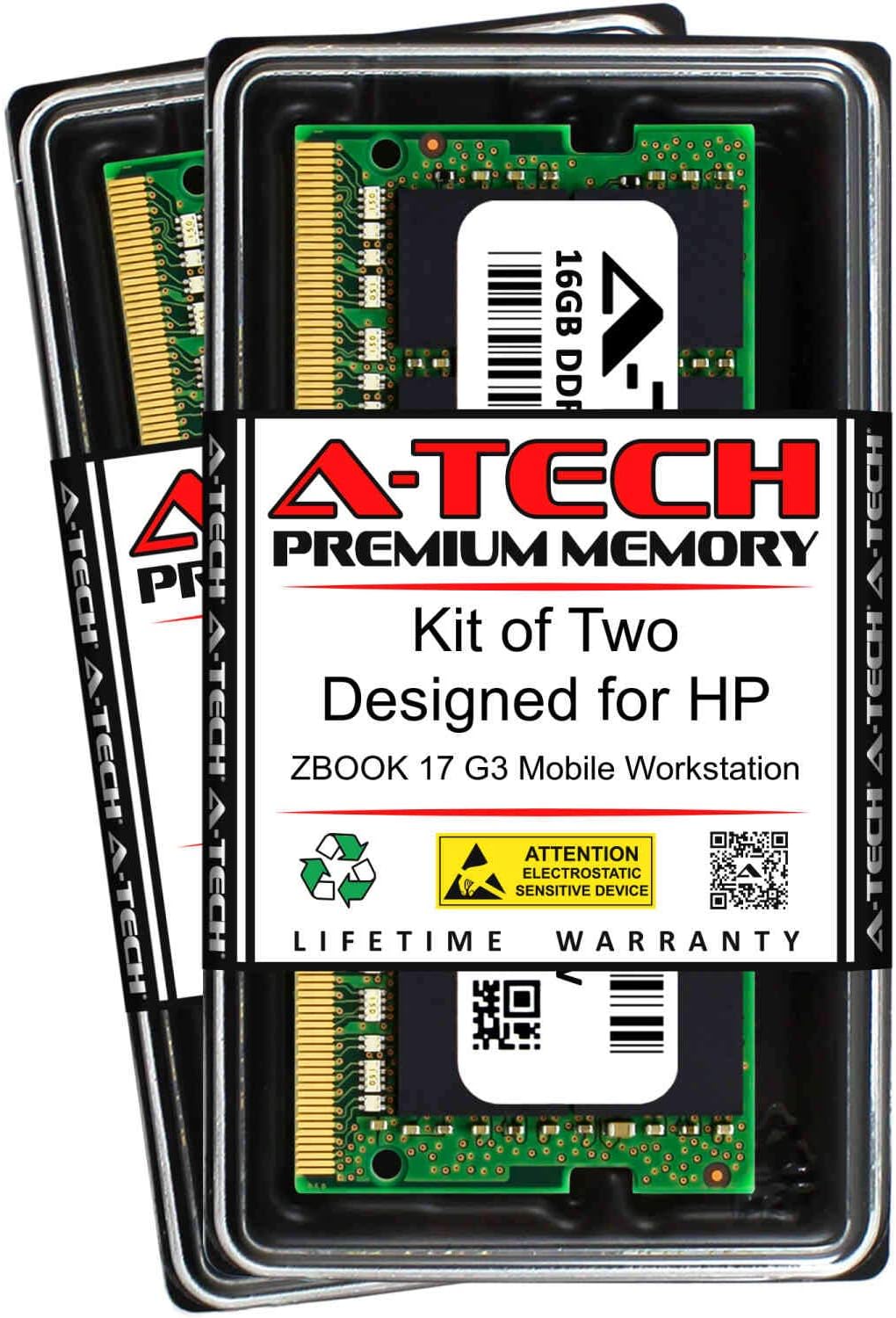 A-Tech 32GB (2 x 16GB) RAM for HP ZBOOK 17 G3 Mobile Workstation | DDR4 2133MHz SODIMM PC4-17000 260-Pin Non-ECC Memory Upgrade Kit