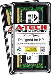 A-Tech 32GB (2 x 16GB) RAM for HP ZBOOK 17 G3 Mobile Workstation | DDR4 2133MHz SODIMM PC4-17000 260-Pin Non-ECC Memory Upgrade Kit