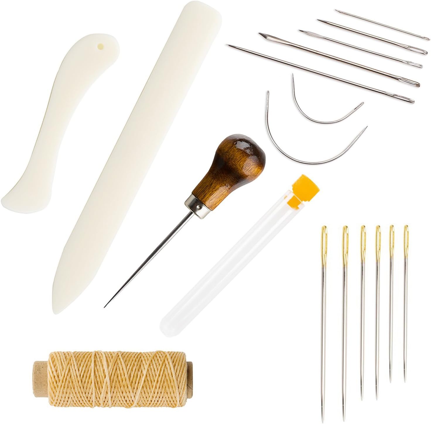 Bookbinding Tools Set Bone Folder Creaser Waxed Linen Thread Wood