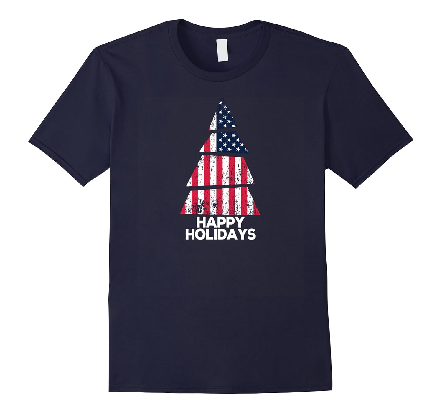 Happy Holidays T-shirt - American Flag Christmas Tree-ANZ