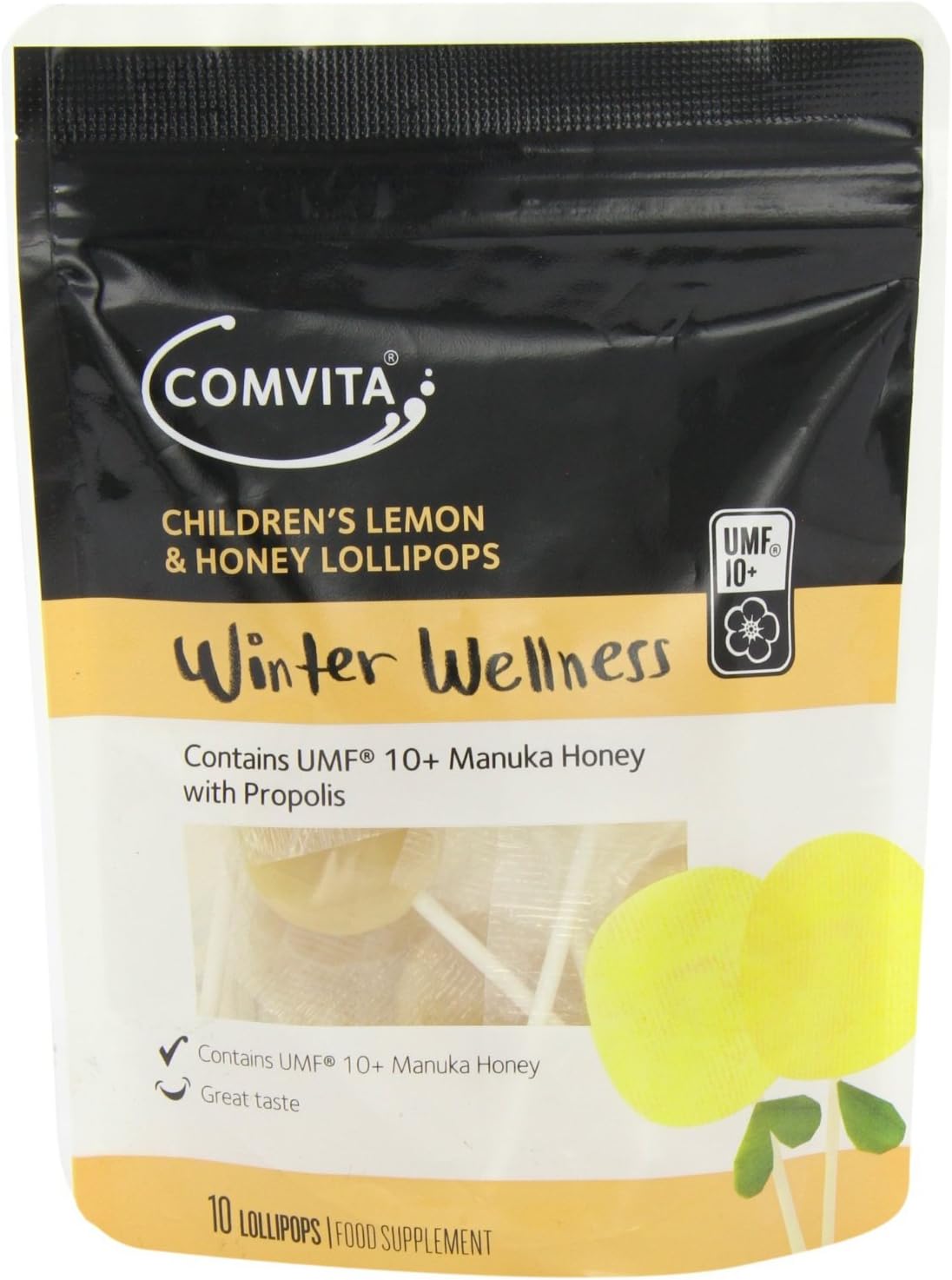 6 Pack of Gluten Free Comvita Childrens Lemon & Honey 10 Lollipops