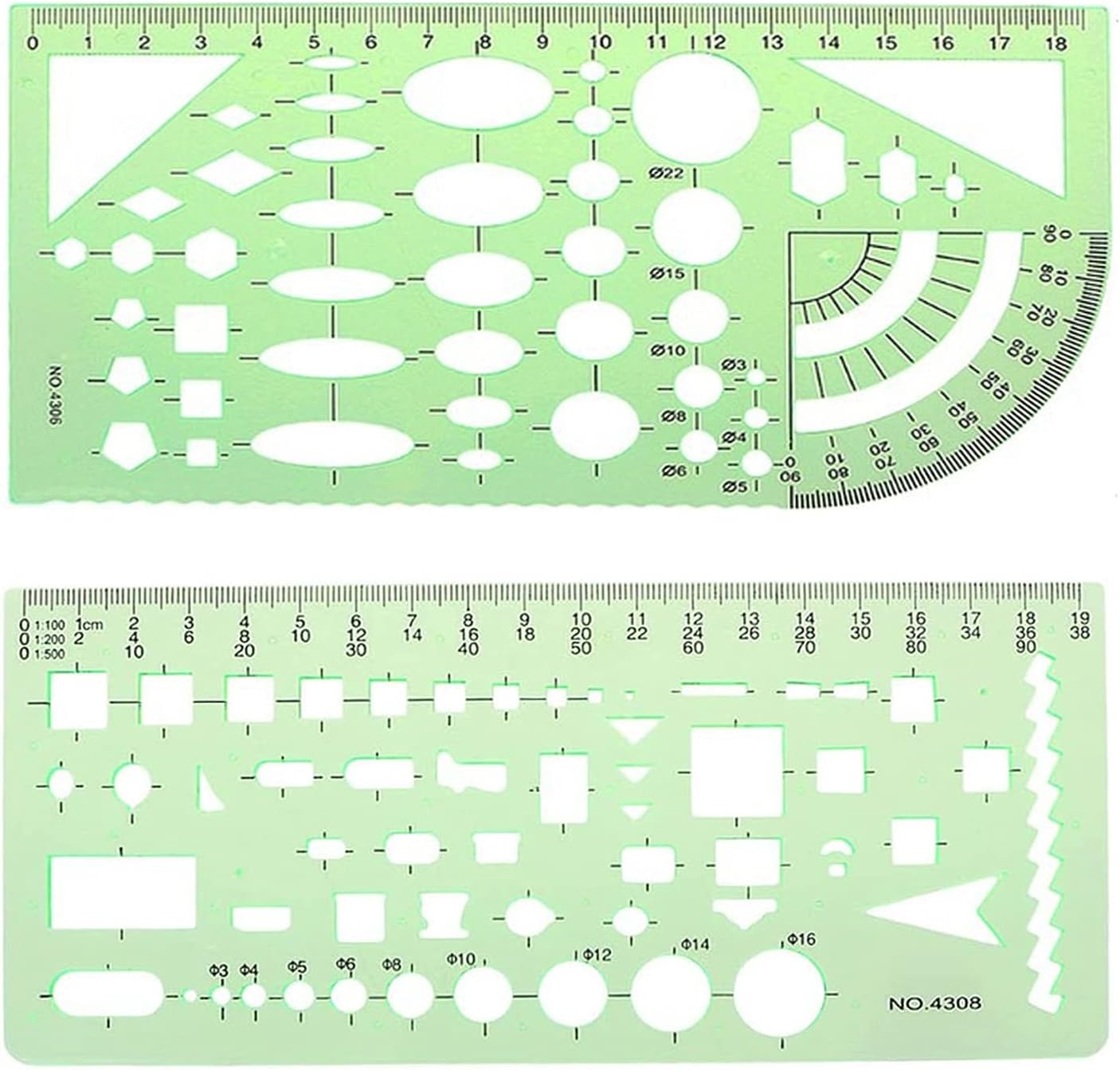 Circle Templates Measuring Geometry Ruler Plastic Circle and Oval MeasuringTemplates Rulers Digital Drawing for Office and School, Building Formwork, Drawings Drafting