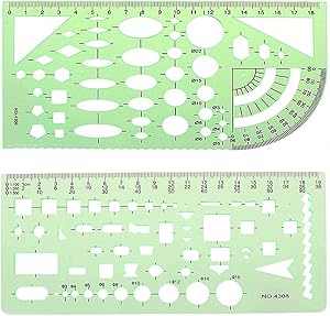 Circle Templates Measuring Geometry Ruler Plastic Circle and Oval MeasuringTemplates Rulers Digital Drawing for Office and School, Building Formwork, Drawings Drafting