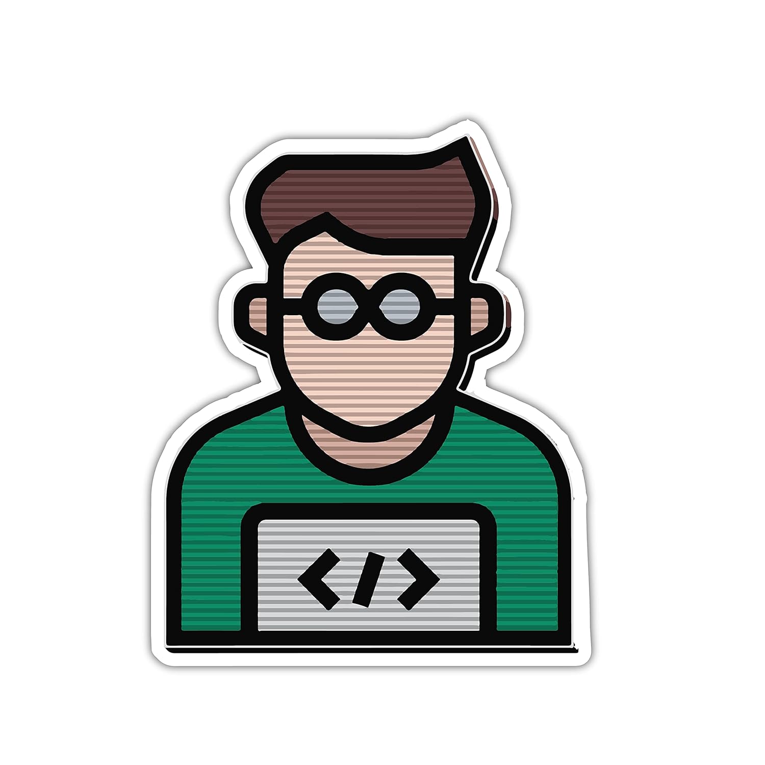 woopme Coding Boy Sticker for Developers Programmers Vinyl Decal