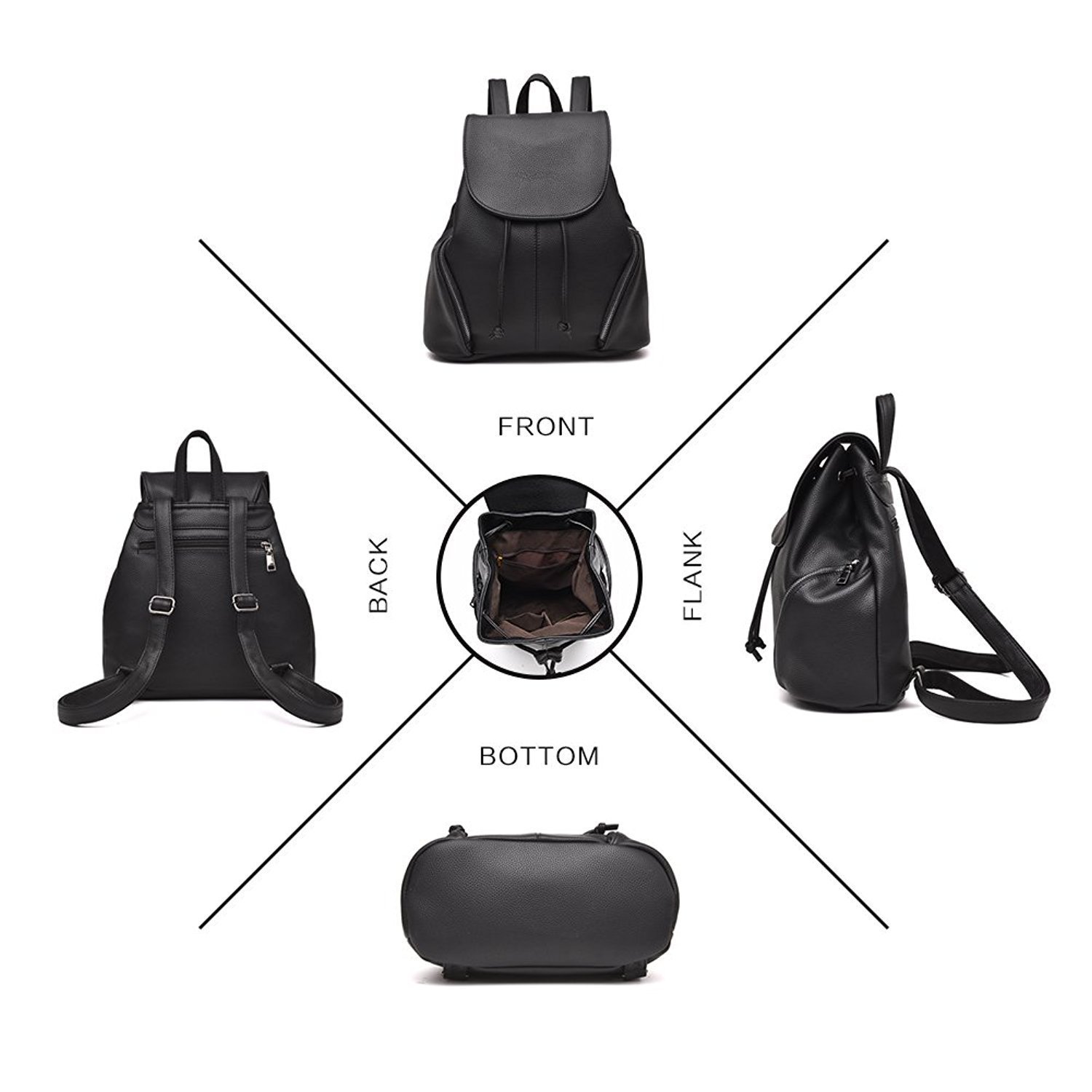 alice leather backpacks /school bags for girls/women - black