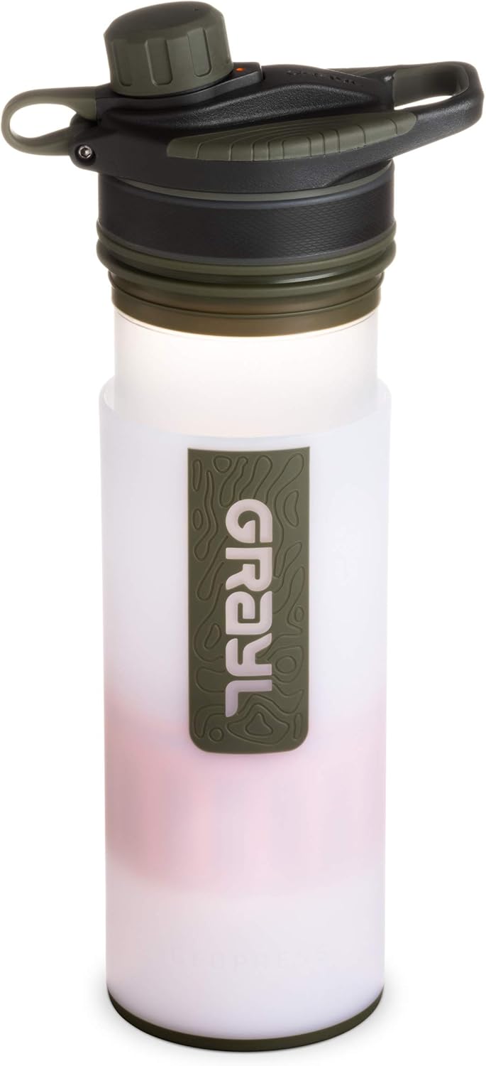 GRAYL GeoPress 24 oz Water Purifier Bottle - Filter for Hiking, Camping, Survival, and Travel (Alpine White): Home & Kitchen