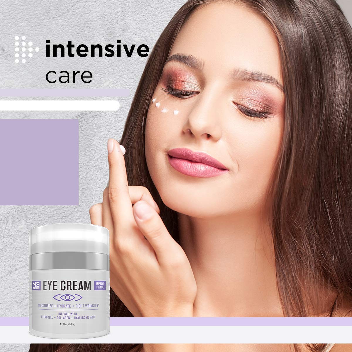 M3 Naturals Eye Cream Infused with Collagen Stem Cell and Hyaluronic Acid for Puffiness, Wrinkles, Dark Circles Under Eye, Bags, Fine Lines - Helps Anti-Aging, Healthy Skin Care Moisturizer 1.7 fl: Beauty