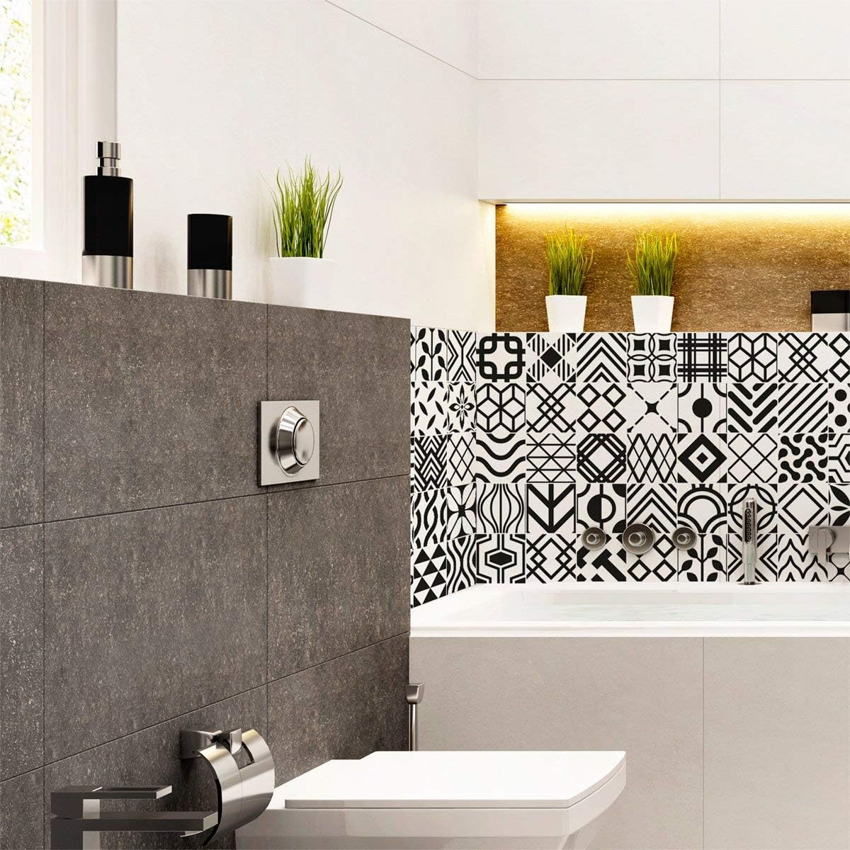Ambiance Sticker Self-Adhesive Decorative Wall Decal Cement Tile for Bathroom and Kitchen Danemark - Pack of 9 Stickers of 10 x 10 cm - Image 4