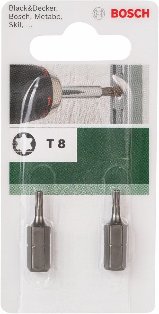 Bosch 2609255931 25mm Torx Screwdriver Bit in Standard Quality T8 (2 Pieces), Multicolor, Variety pack - Image 3