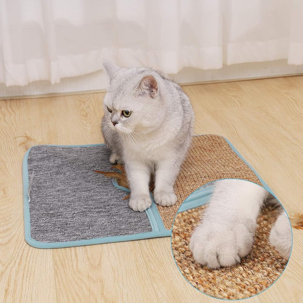 POPETPOP Cat Scratcher Mat Sisal Cat Scratching Carpet Pad for Cat