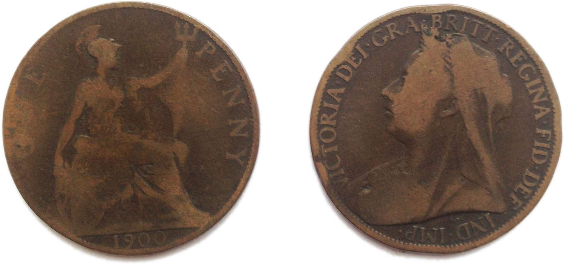 Coins for collectors - Circulated 1900 British Queen Victoria One Penny Coin / Great Britain