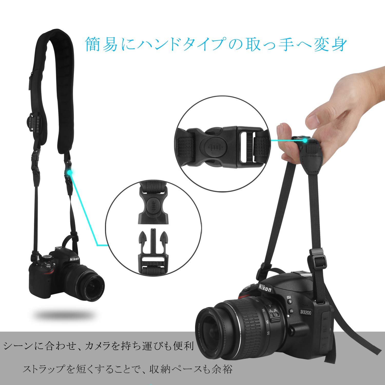 Mua Hadari カメラストラップ 速写ストラップ ハンドストラップ Black 一眼レフ ヘビーカメラ 双眼鏡用 簡単に取り外せて洗えるストラップ ネオプレン ナイロン素材で耐久性 伸縮性程よいストラップ 滑り止め 通気性の高い 汗止め 人間工学に基づいたパッド 結婚式