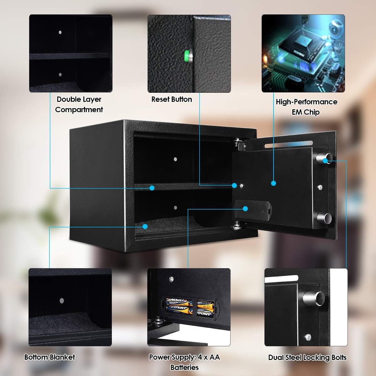 Giantex 14" Digital Depository Drop Gun Jewelry Home Hotel Lock Cash Safe Box (Black) - - 