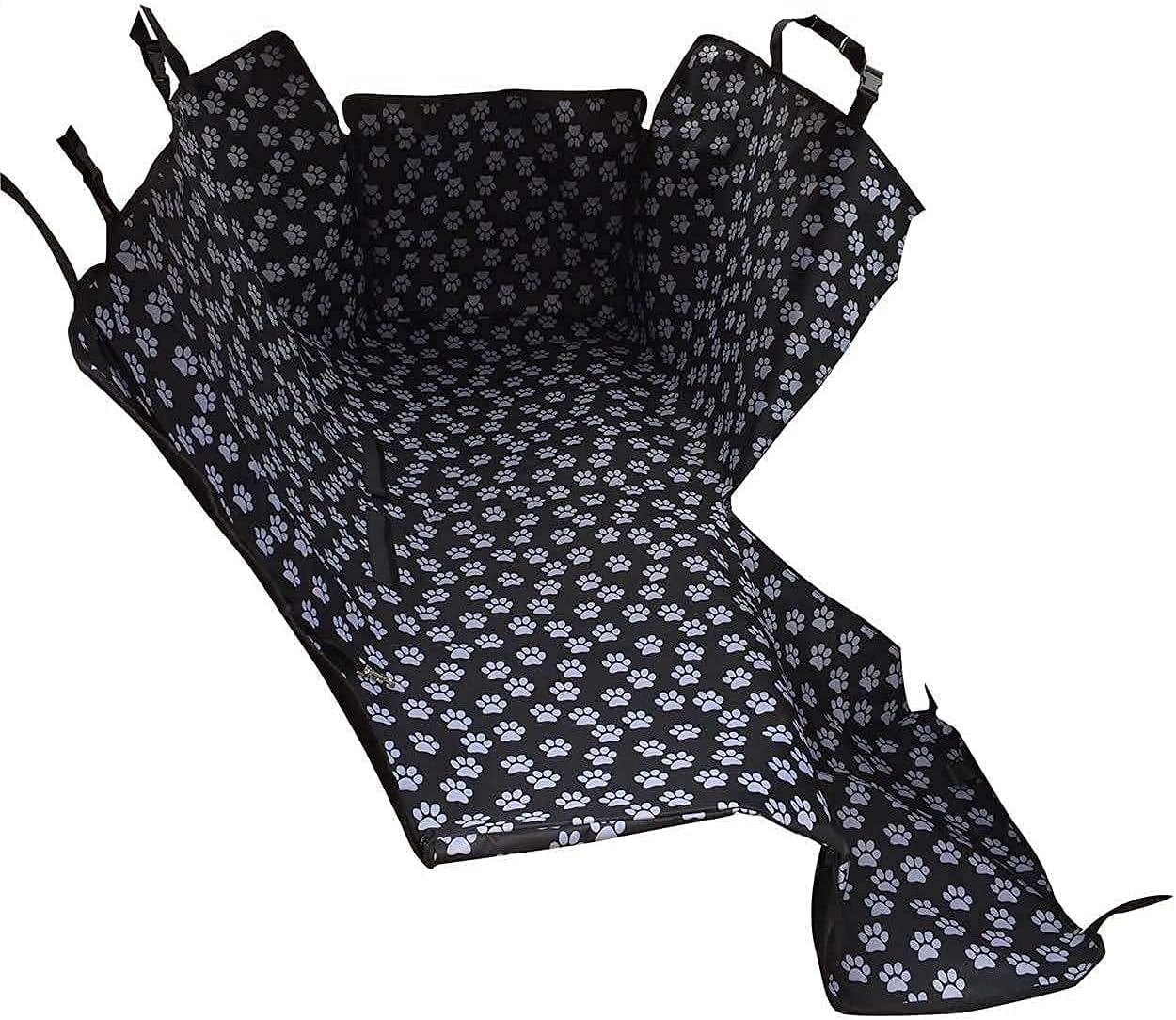 HelloTree Pet Dog Car Seat Cover - Double Oxford Pet Travel Hammock Waterproof Back Seat Protector Mat - Paw Prints