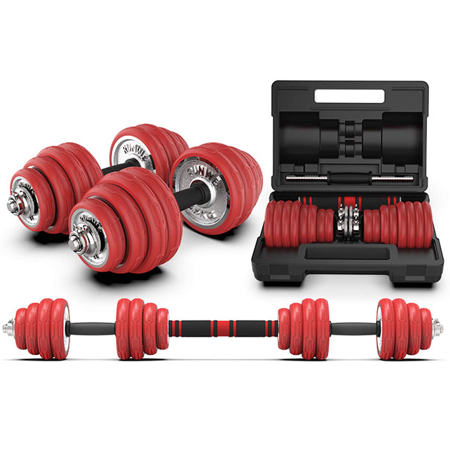 2-in-1 Hand Weights Dumbbell Set, 65 lb Dumbbells for Men and Women, Adjustable Dumbbells with Non-Slip Handle, Indoor Exercise and Home Gym