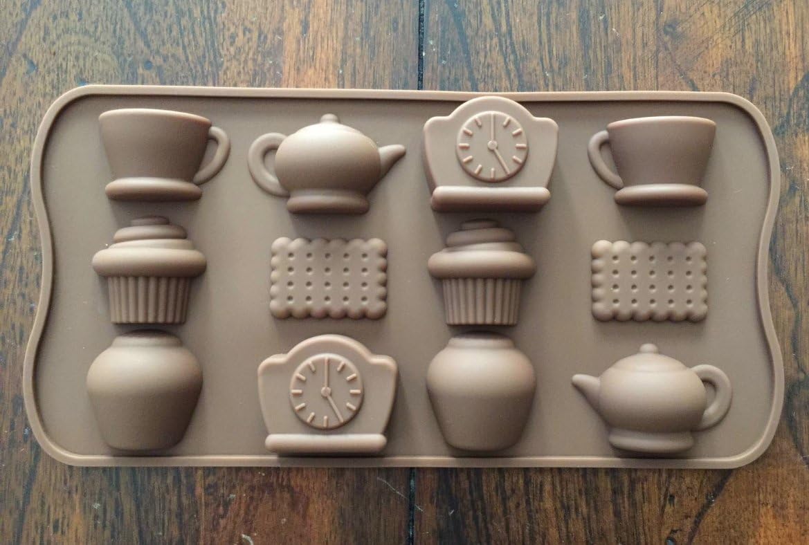 Amazon Com Tea Time Teapot Tea Cups Tea Biscuit Silicone Chocolate Candy Mold Ice Tray Kitchen Dining