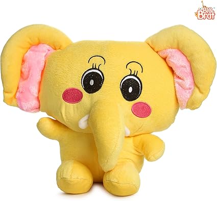 BigBrat Non-Toxic Soft Fabric Cute Stuffed Big Ear Plush Elephant Toy Gifts for Kids 30cm (12 inch) (Yellow)