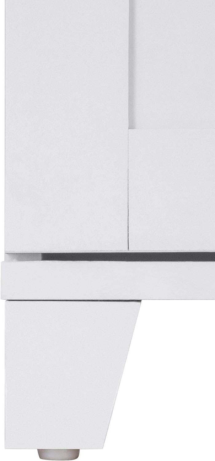 Loft24 A S Tall Standing Cabinet Storage Unit With Rattan Basket Cupboard Bathroom Furniture Easy Care Wood 32 X 31 X 175 Centimeter White Oak 2 Doors Tall Cupboards