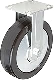 RWM Casters 46 Series Plate Caster, Rigid, Thread Guard, Phenolic Wheel, Roller Bearing, 1200 lbs Capacity, 6" Wheel Dia, 2" Wheel Width, 7-1/2" Mount Height, 4-1/2" Plate Length, 4" Plate Width