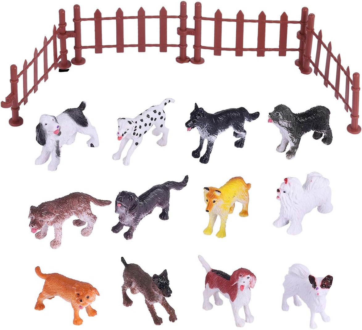 JOKFEICE Realistic Animal Figure 12pcs Cute Mini Puppy Figurines