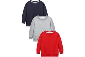 Cooraby 3 Pack Baby and Toddler Boys Crewneck Sweatshirts Kids Solid Cotton Pullover Hoodie Long Sleeve T-Shirts Tops
