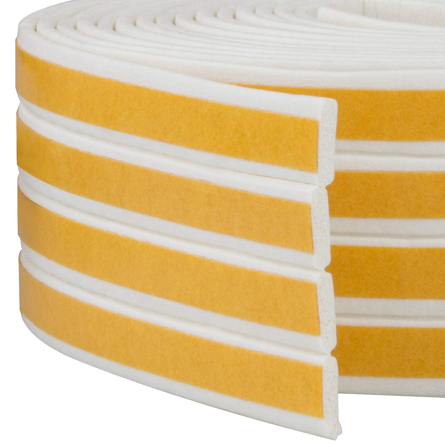 ASelected 12 Meters 4 Pack Foam Draught Excluder Tape for Door and Window Self Adhesive Foam Tape EPDM Rubber Tape for Sound Proofing Weather Strip Draft Sealing Strip, White - 9mm x 2mm x 3 Meters