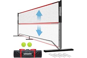 LOMGWAYS Badminton Pickleball Net - 20FT Adjustable Portable Badminton Net for Pickleball,Tennis,Badminton with Pickleballs and Carry Bag,Small Pickleball Net for Backyard,Beach,Driveway,Easy Setup