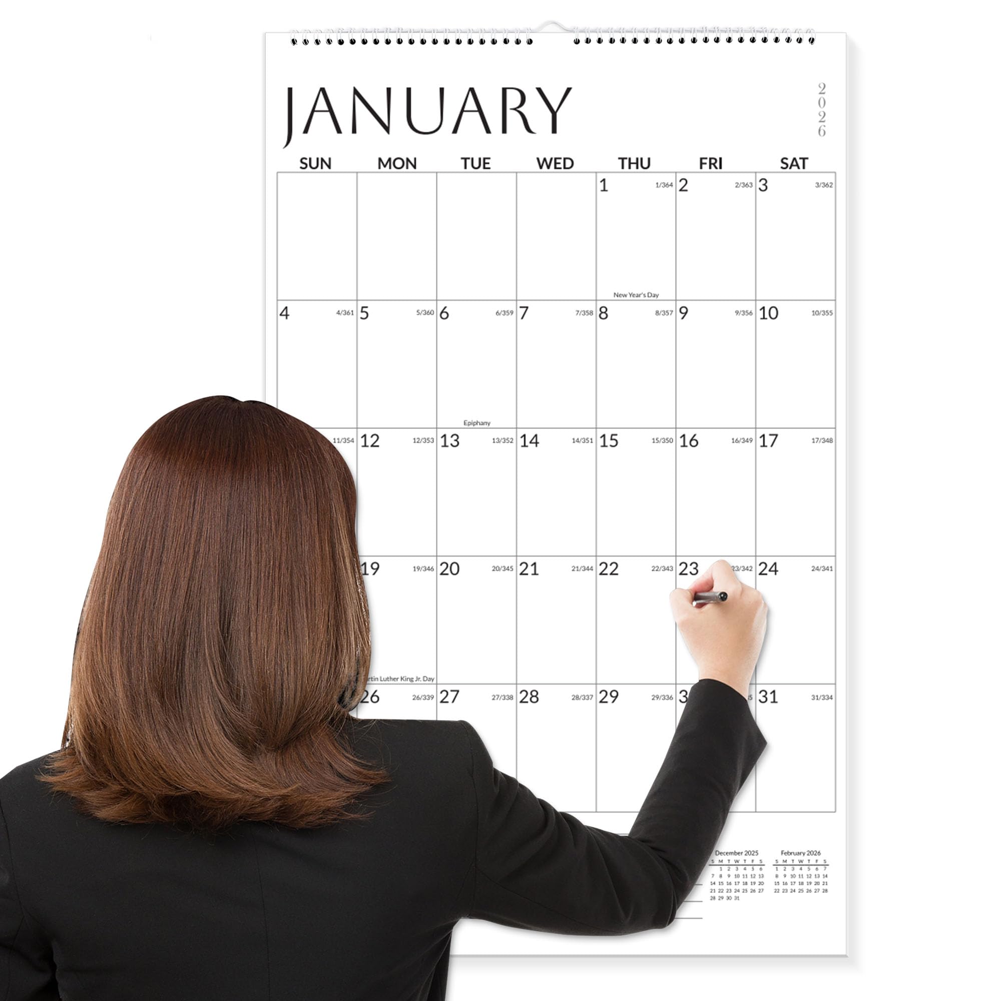 SUNEE Wall Calendar 2026 Extra Large 17"x27", 21 Month (Ends June 2027), Vertical Large Monthly Calendar 2026-2027 for Wall, White