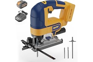 EASTYLE Cordless JigSaw Compatible with DEWALT 20V Battery,with 4Ah Battery & Charger,800-3200 SPM & 4 Cutting Positions,5.3" Wood/0.78" Aluminum Cuts,Dust Collection Port & Dual Safety Lock