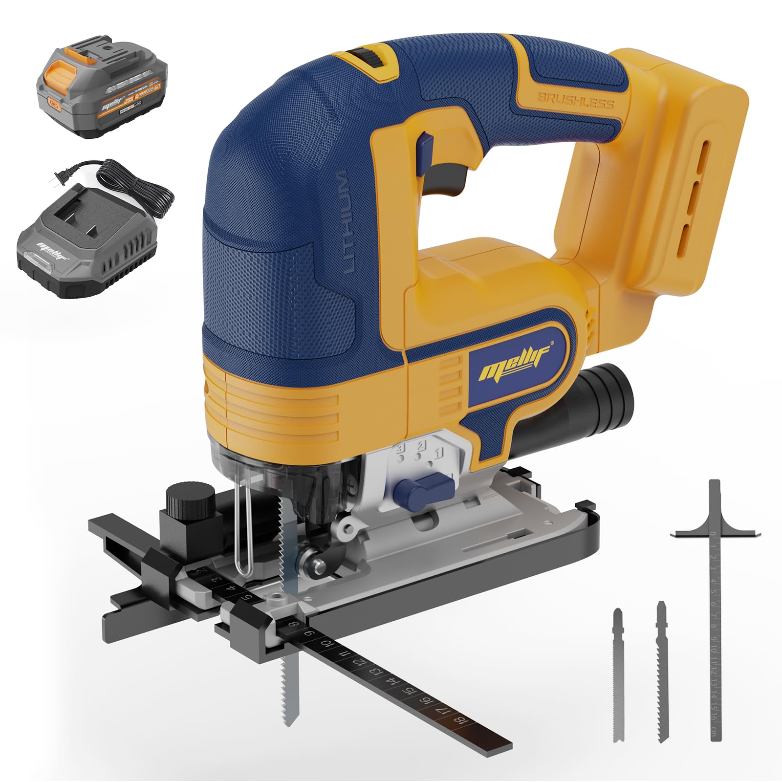 Photo 1 of EASTYLE Cordless JigSaw Compatible with DEWALT 20V Battery,with 4Ah Battery & Charger,800-3200 SPM & 4 Cutting Positions,5.3" Wood/0.78" Aluminum Cuts,Dust Collection Port & Dual Safety Lock