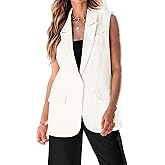 luvamia Long Vest for Women 2025 Summer Business Casual Sleeveless Open Front Blazers Suit Vests Top Pockets Work Office