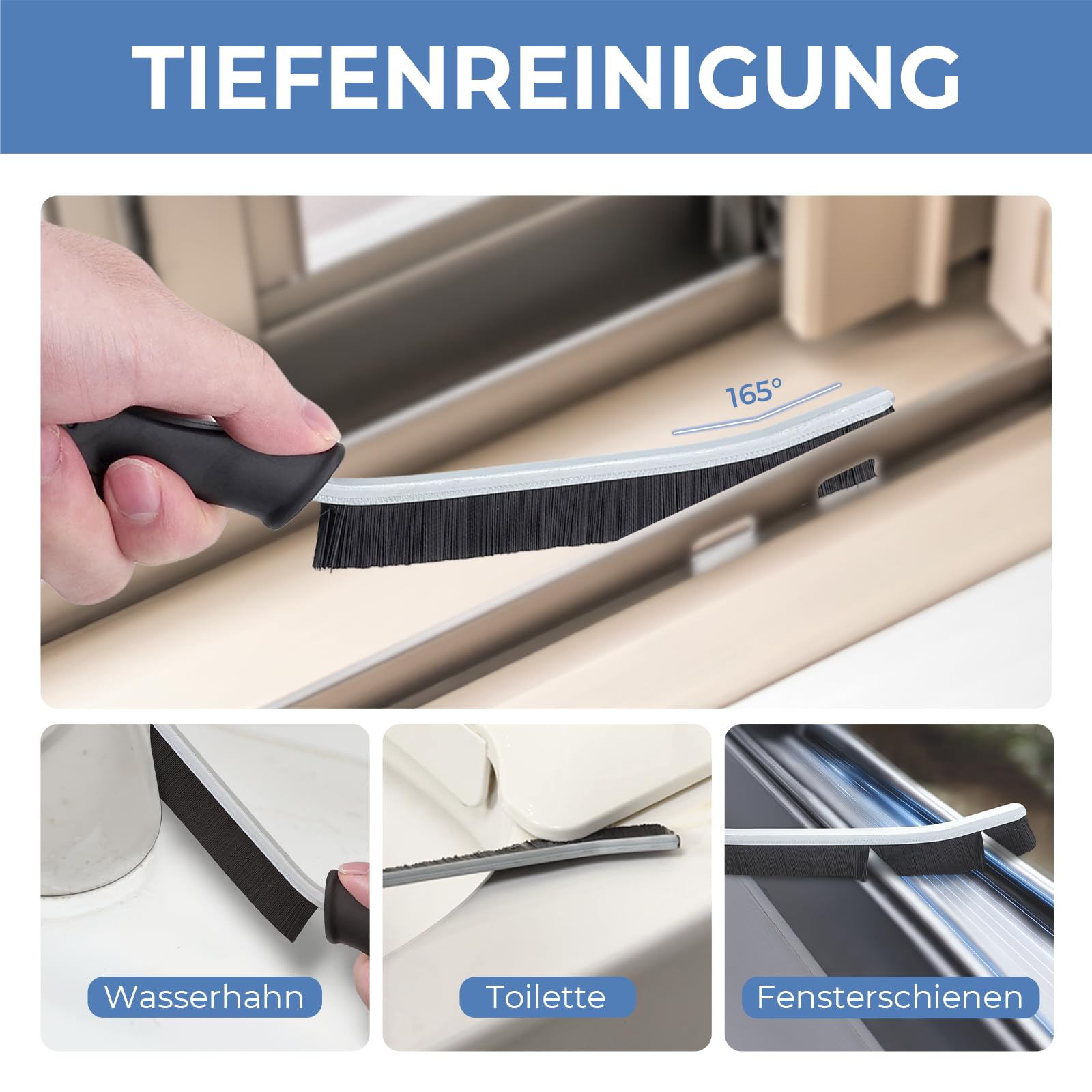Cleangor 6er-Pack Fugenbürste, Hartborsten Ecken Reinigungsbürste 2